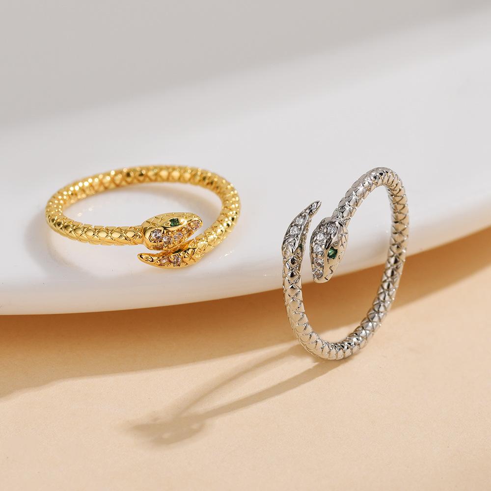 European and American Jewelry Cold Style High-end Snake Adjustable Ring for Women