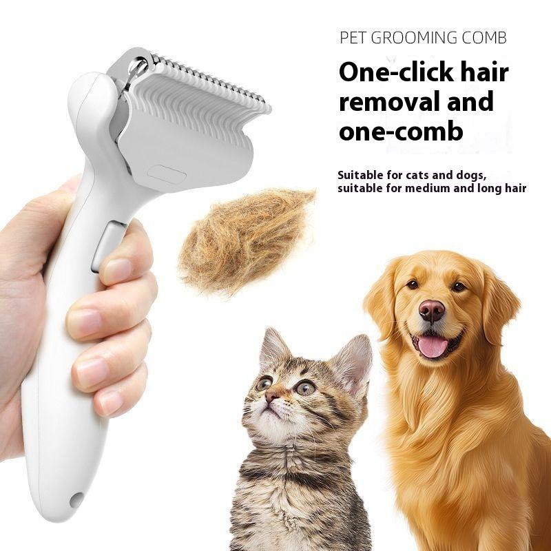1Pc Floating Stainless Steel Dog Hair Removal Brush For Long Hair Breeds Puppy Cat Comb Pet Grooming Products Curved Design