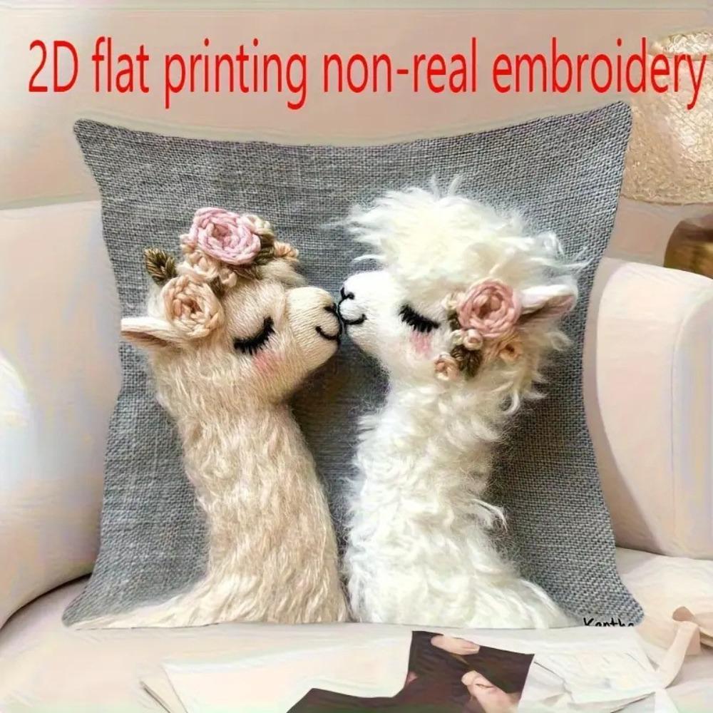 Sofa Pillow Pillowcase Skin-friendly Short Plush Cute Animal Cat Pillow Cover Living Room Cushion Cover Without Core