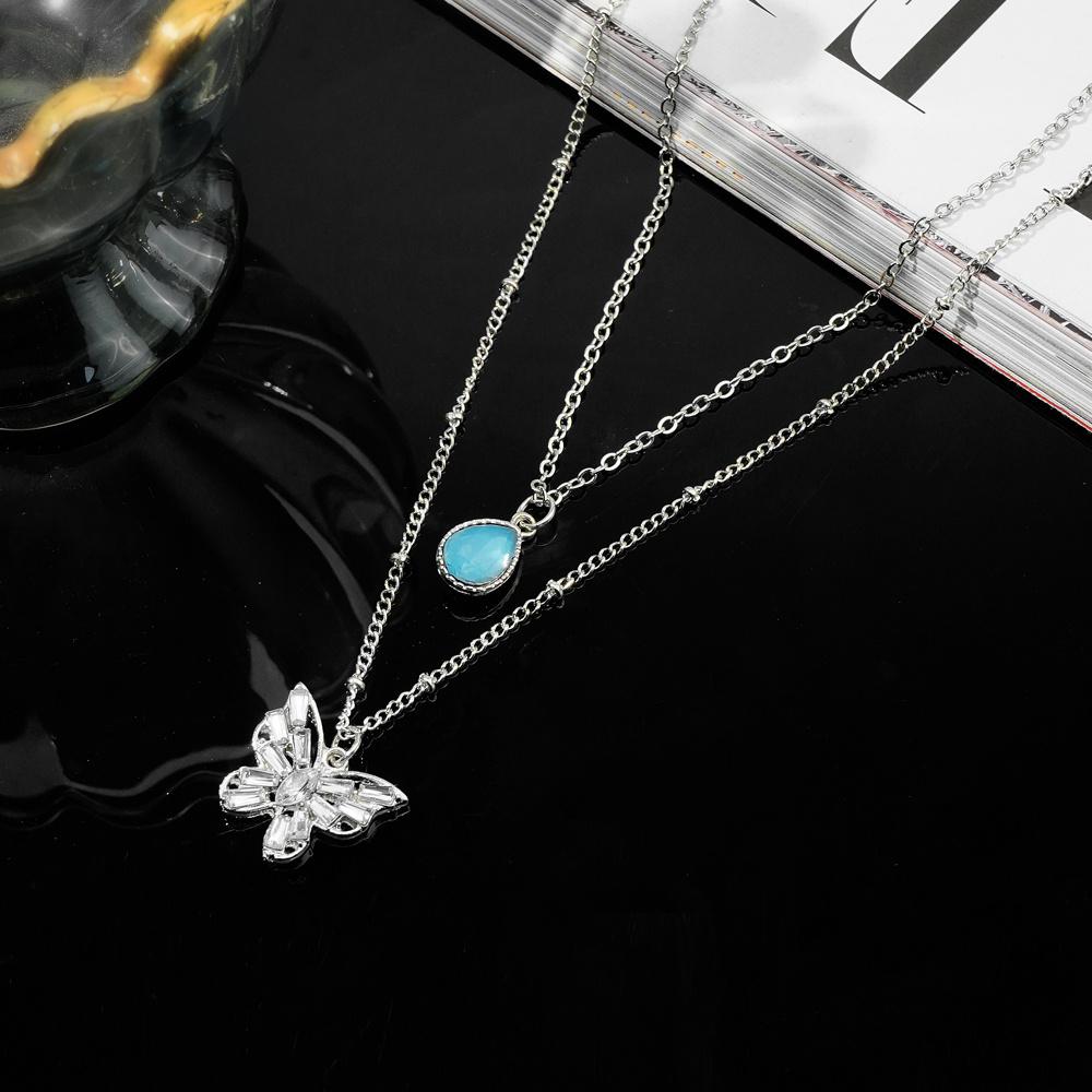 Geschichtete Zirkon Schmetterling Anhänger Halsketten