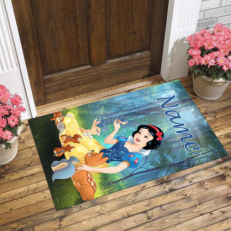 Personalized Name Forest Friends Living Room Non-Slip Area Rug Soft Carpet for Bedroom Kids Playroom Sofa Office Home Decor Doormat