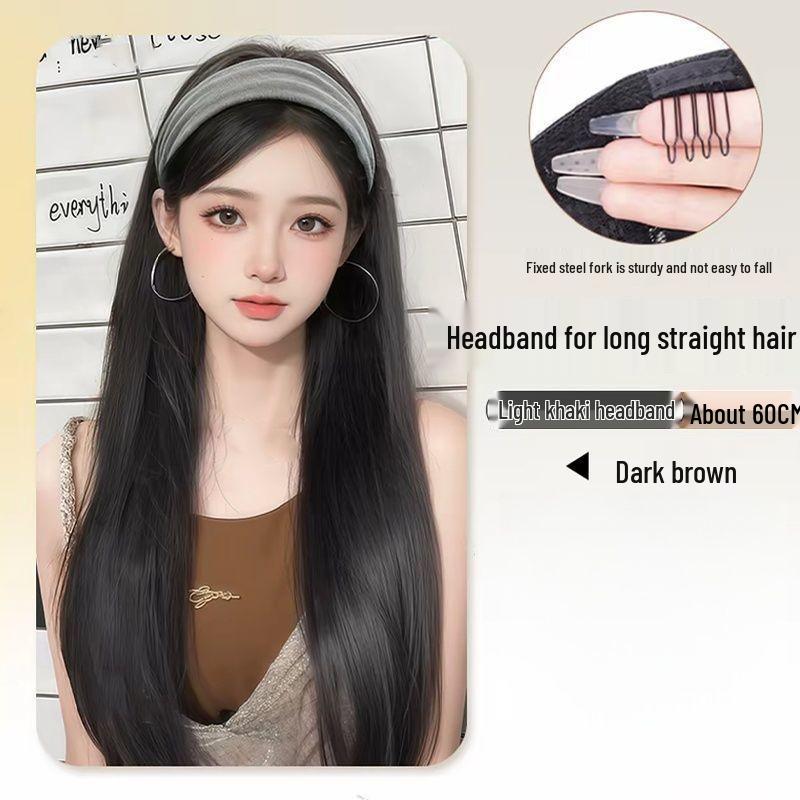 Gray Half-Head Big Waves Wig with Detachable Thickening Cap