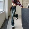 Hotsweet Vintage Slim Bootcut Jeans Spring Autumn High Waist Button Women's Clothing Washed Denim Pants Streetwear Chic Trousers