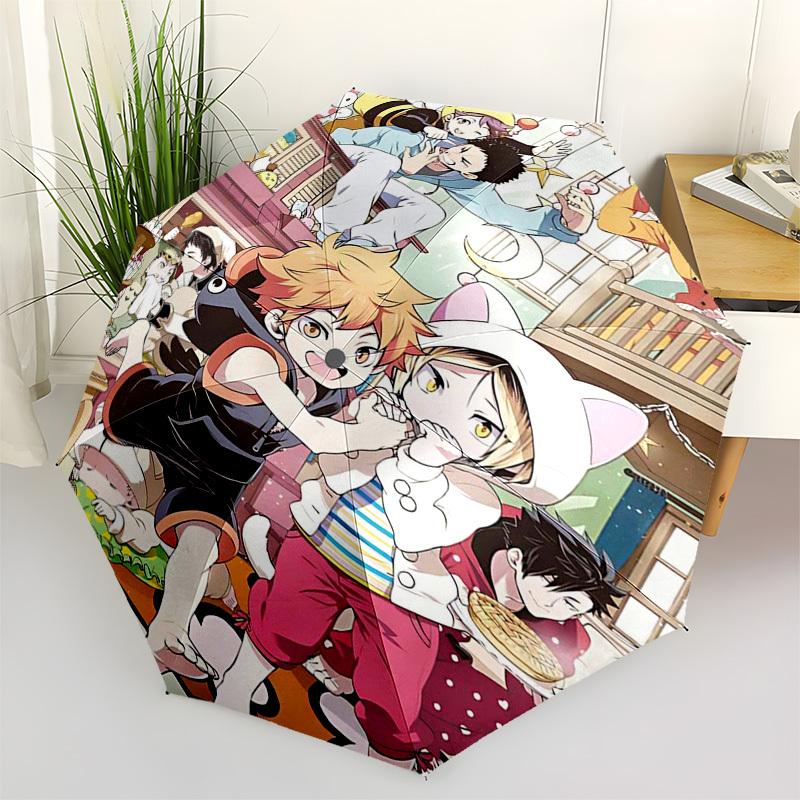 

1pc Outdoor Umbrella with Haikyuu! Characters - Automatic Opening/Closing, Portable 3-Fold Design, 8-Rib Iron Frame - Perfect Gift for Fans, Trav