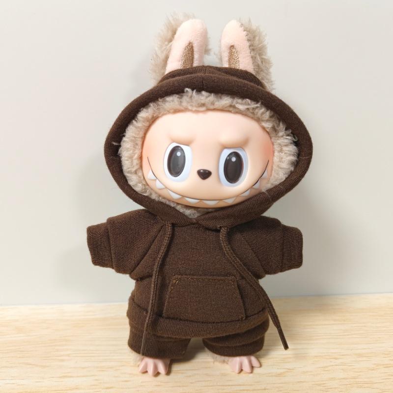 17CM Labubu Vinyl Macaron Blind Box: Casual Hoodie Set & Changeable Outfit Pendant