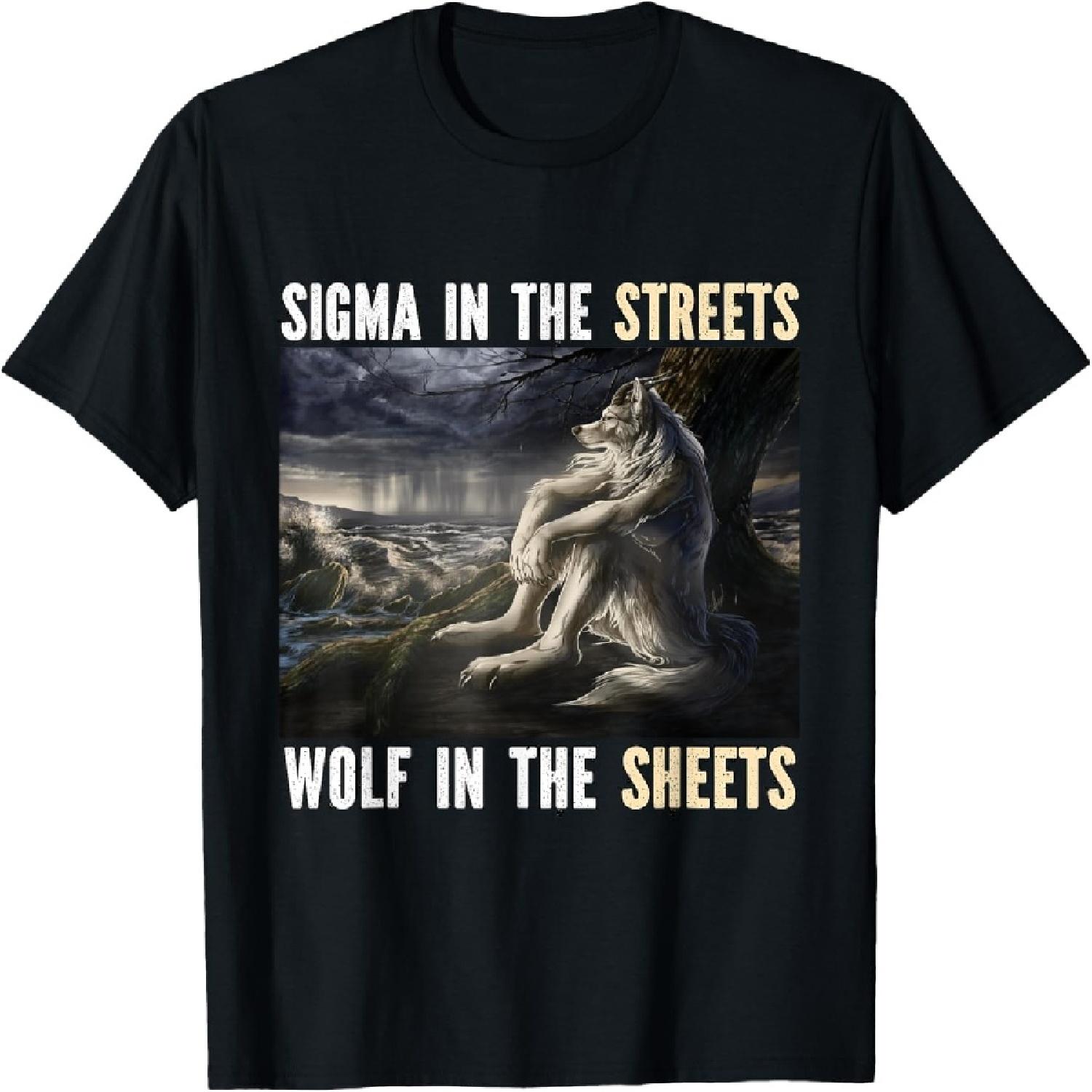 Sigma In The Streets Funny Alpha Werewolf Wolf Meme T-Shirt XXXXXL разноцветный