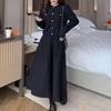 Women Fall Winter Medium Length Elastic High Waist Knitted Skirt Thick Soft Warm Solid Color Loose Big Swing Pocket A-line Skirts