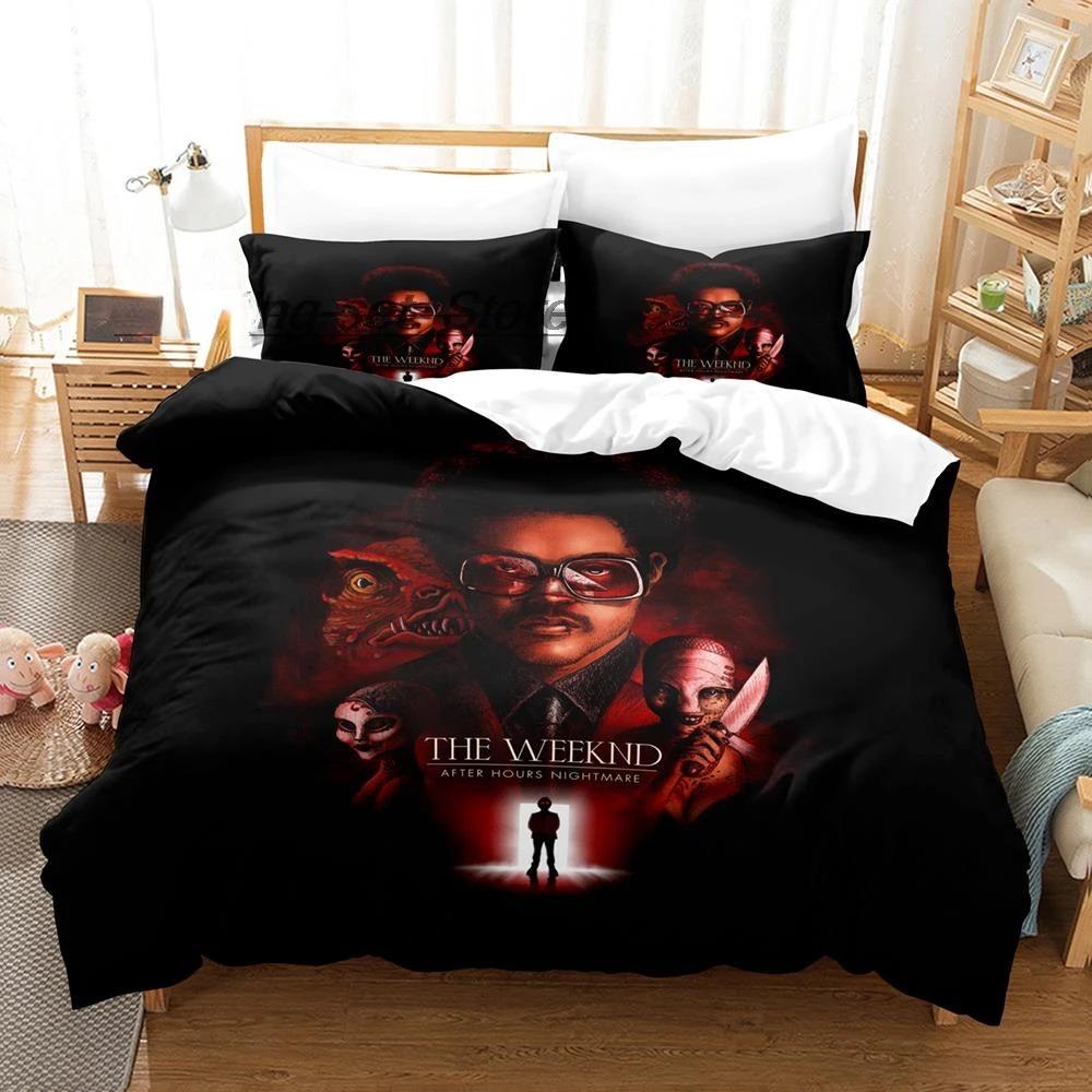 Dernière Collection de Linge de Lit XO The Weeknd Taille Simple Taille Simple Grand Lit Queen Size Grand Lit Taille Lit Collection Linge de Lit Adulte Enfant Chambre à Coucher Parures de Housse de Couette 3D EU Single 135x200cm