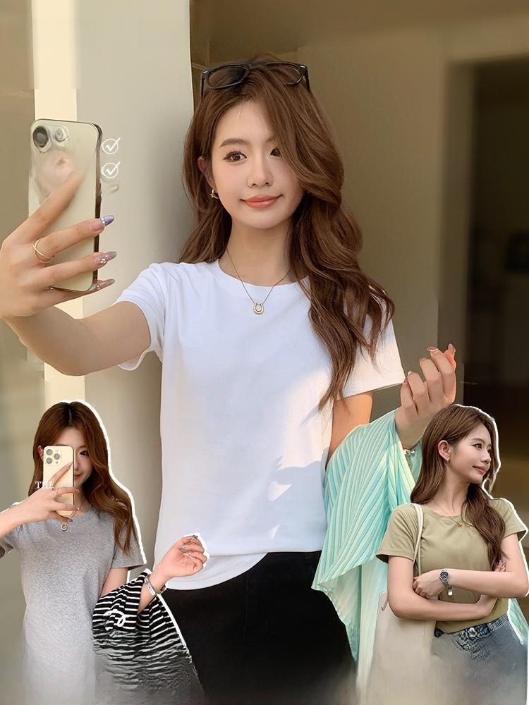Cotton Short Sleeve T Shirt For Women With Slim Fit And Round Neck Summer Casual Style