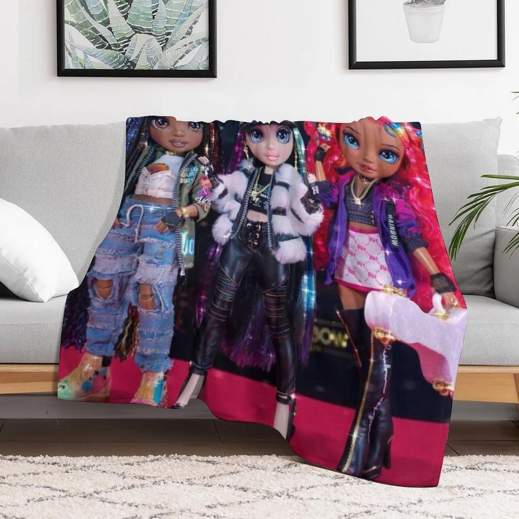 Rainbow High Rockstars Vanessa Tempo Lyric Lucas and Carmen Major Throw Blanket Stylish Warm Blanket for Living Room Bedroom
