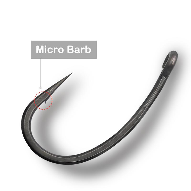 10x Karpfenangeln Ösenhaken Gerade Nadelspitze PTFE-Beschichtung Mikro Widerhaken Kohlenstoffstahl Angelhaken Tackle