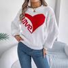 GMXIA Autumn and Winter Casual Valentine's Day Color-blocking Heart LOVE Long-sleeved Pullover Sweater Women's Wear