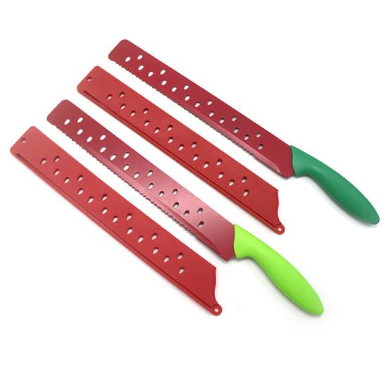 Coltello per anguria con fodero, Coltello da pane seghettato per torta, formaggio, pasticceria, Tagliafrutta in acciaio inossidabile per cucina