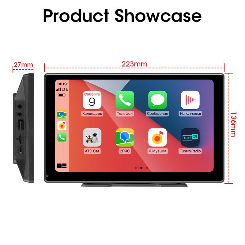 9 Inch Wireless Carplay Android Auto MP5 Portable Smart Screen Car Radio Multimedia Video Player Rear View Camera Bluetooth 5.0