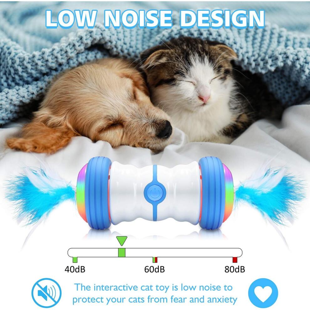 Interactive Cat Toy, Electric Automatic Robotic Cat Interactive Teaser With Super Low Noise Design And Four Feather Accessories For Stimulating Cats H