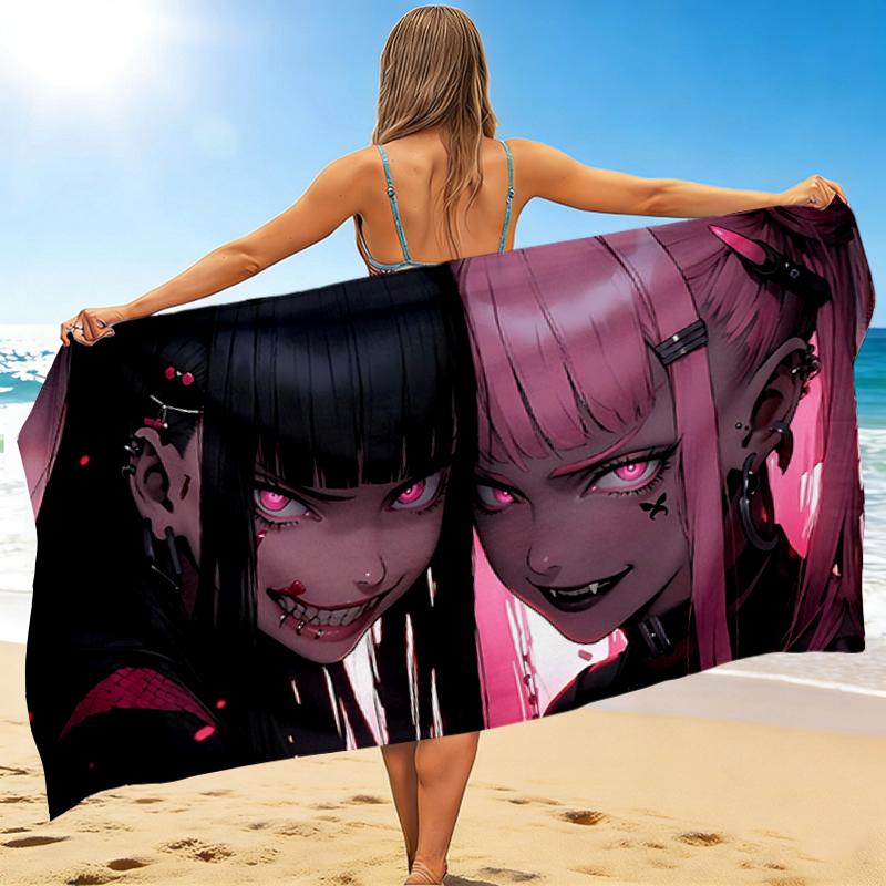 1Pc Dark Fantasy Girl Beach Towel Quick Dry Multiuse For Beach Pool Gym Yoga Home Travel Christmas Halloween Xmas Gift S1147