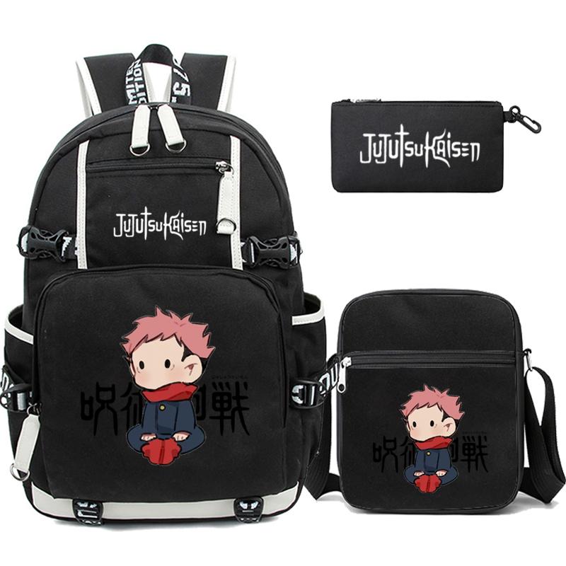 3ks/set Anime Uzumaki Batoh pro dospívajícího chlapce Zpátky do školy Batoh Student Schoolbag Cestovní taška pro volný čas