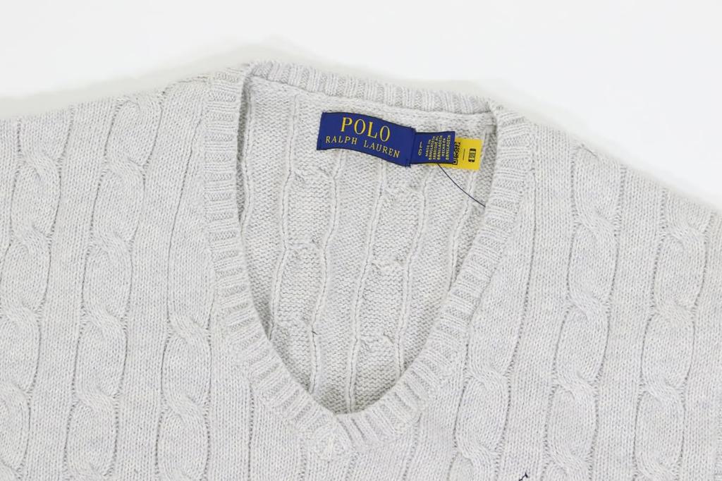 POLO Ralph Lauren Cotton Cable Sweater Size GREYHTR Men's V-Neck Vest, XXL, 01020143, [Used]