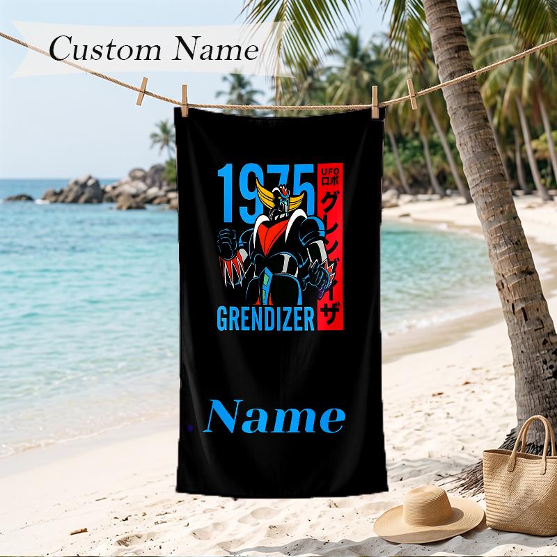 Mazinger Custom Name Printed Beach Towel Personalized Soft Towel For Swimming Beach Travel