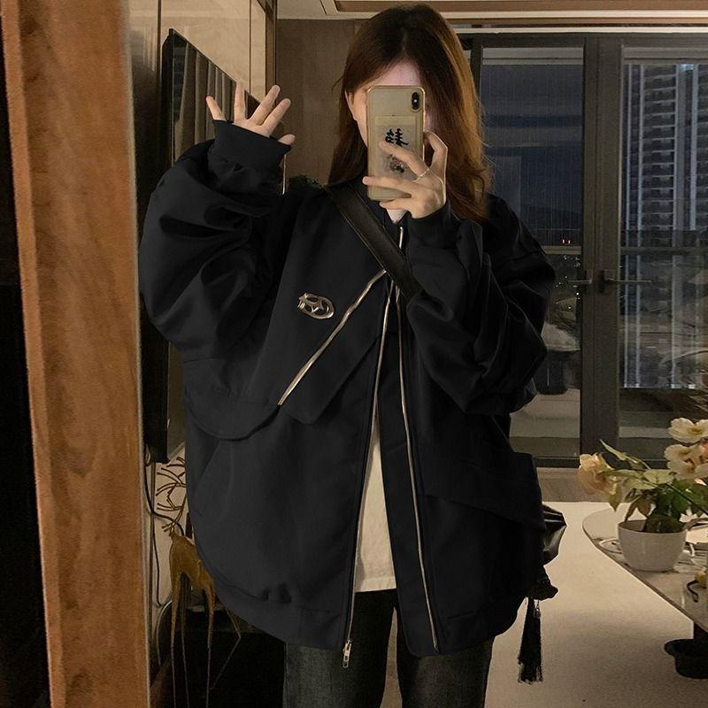 Fashionable Winter Jacket for Women Loose Baseball Style Work Jacket with Cotton Padding