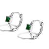 Fine Jewelry Earrings 18K Gold Plated Hypoallergenic Green 5A Cubic Zirconia S925 Sterling Silver Hoop Earrings for Women Girl