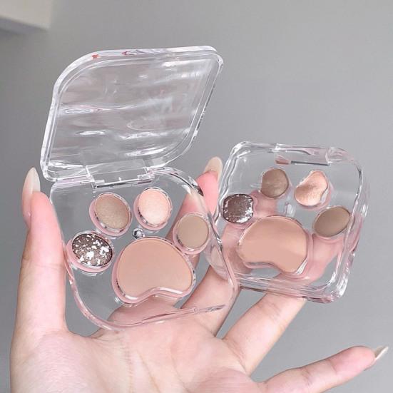 Lidschatten-Palette mit Katzenpfotenmotiv, 5 Farben, schimmernd, matt, natürlich, Nude, langlebig, wasserfest, hochpigmentiert, Lidschatten für Frauen, Augen-Make-up-Zubehör