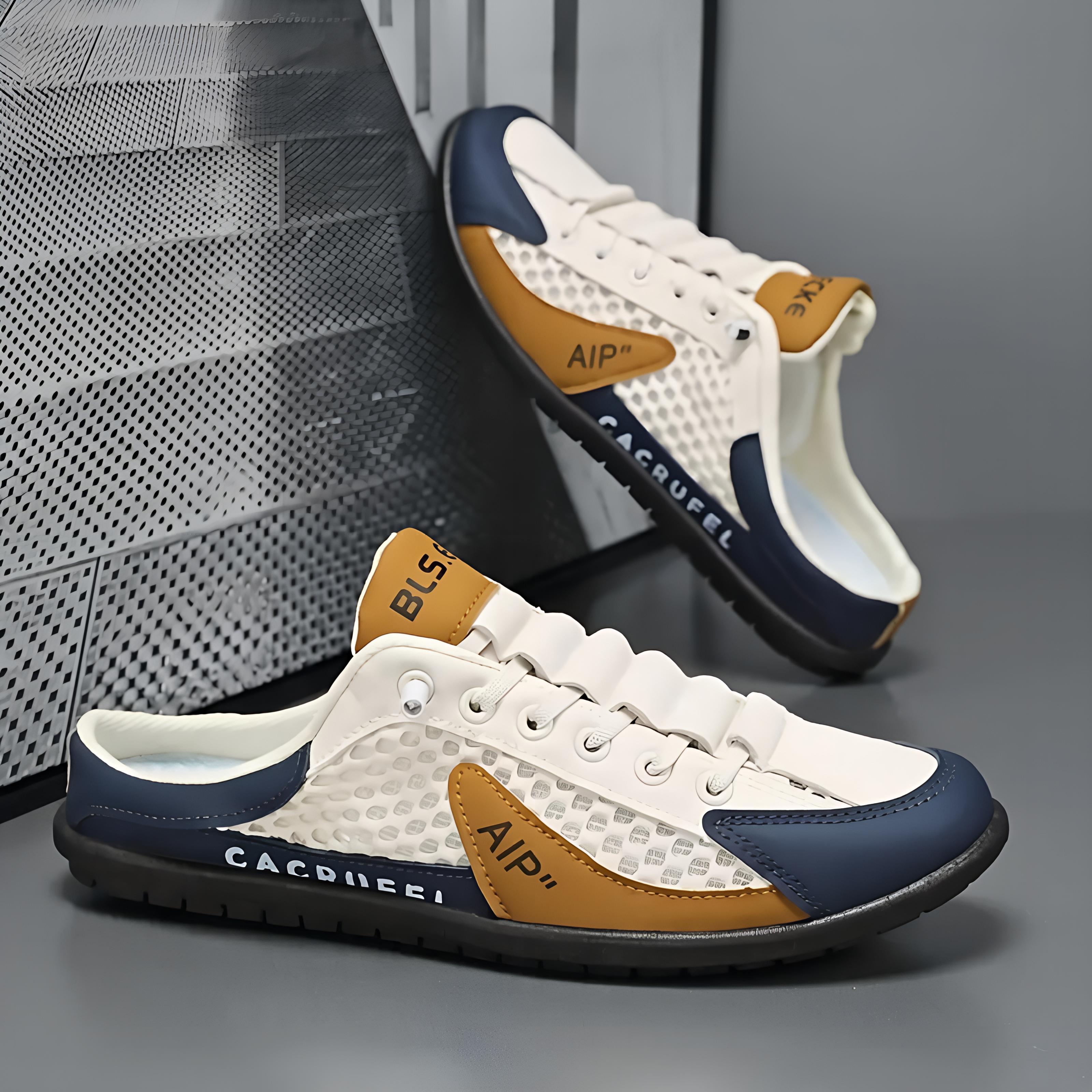 

1 пара домашних сандалий, мужская обувь на плоской подошве, сетчатые низкие повседневные тапочки для улицы, пляжная обувь 43 бежевый