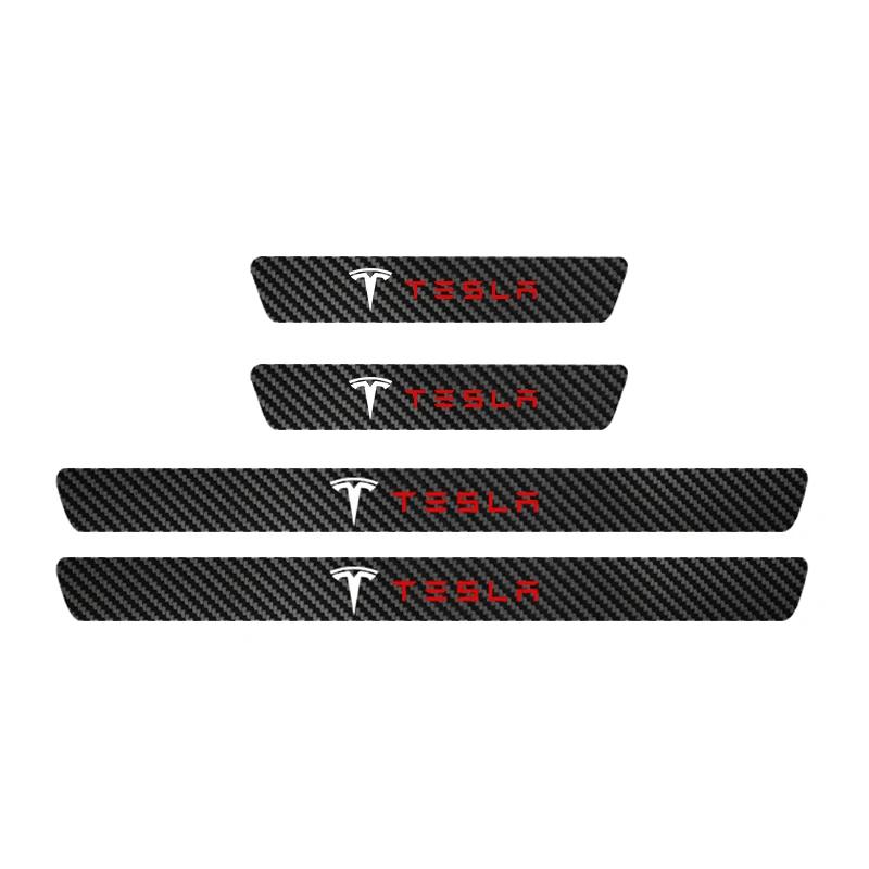 AMN1 Car Door Handle Protector with Car Sticker Door Sill Protector Stickers For Tesla Model 3 Model X Y Style Roadster