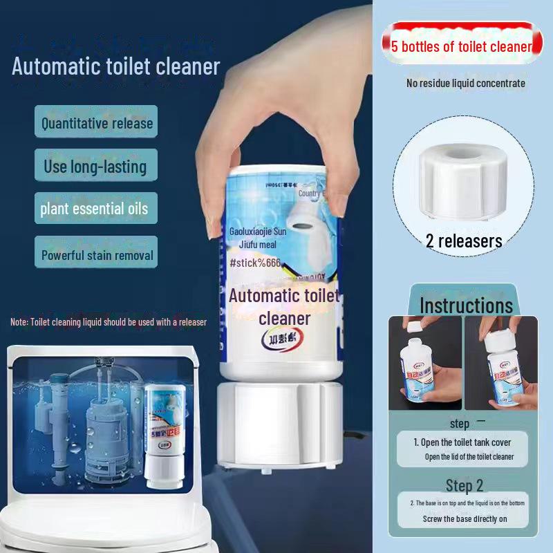 Blue Bubble Toilet Cleaner: Automatic Deodorizing and Descaling with Fragrance, Removing Stains and Odors.