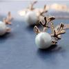1 Pcs NEW Deer Stag Christmas Present Necklace Decoration Cute Reindeer Antlers Pearl Chain Pendant Accessories For Women