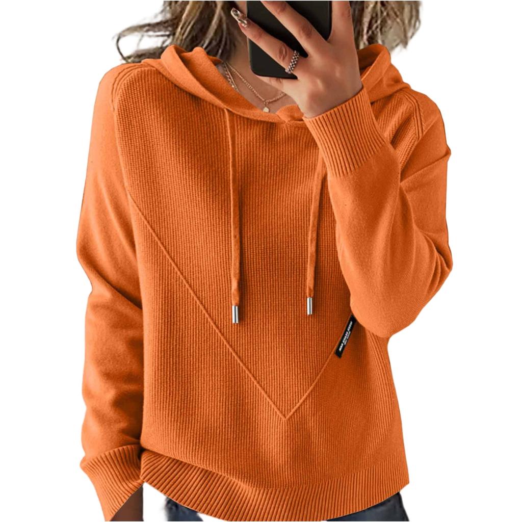 Fashionable Women's Knitted Sweater Lazy Style Loose Slim Hoodie Sweater
