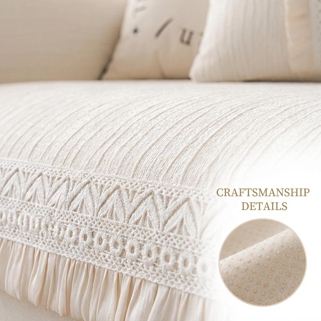 Luxury Chenille Couch Cover With Skirt Non-Slip Sofa Cover Four Seasons Sectional Sofa Armrest Backrest Cover For Living Room