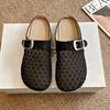 Fashion CRLAYDK Mule for Women Backless Buckle Loafers Slip On Mesh Hollow Out Casual Walking Flat Slides Closed Toe Ladies Slippers