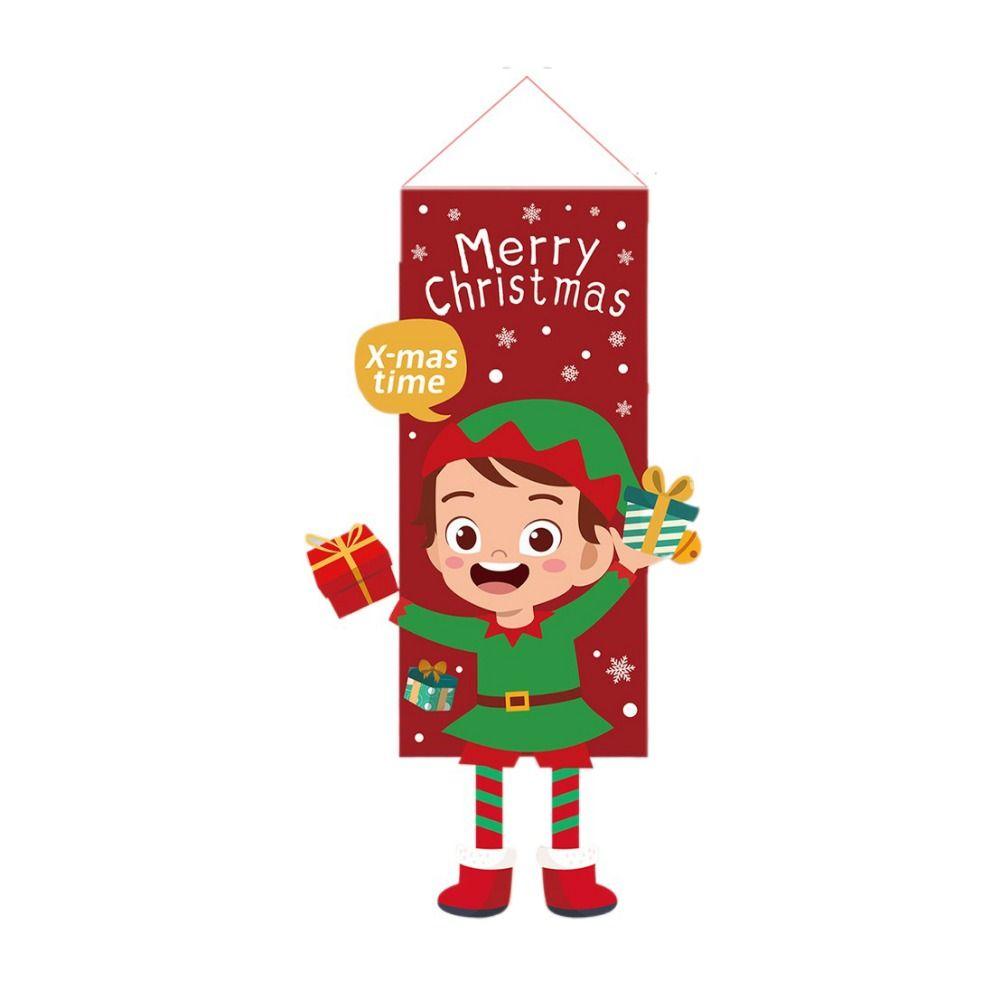 Декоративный рождественский длинноногий мультяшный флажок Складной Санта-Клаус/Снеговик/Олень Веселого Рождества Подвесной флажок Подвесной Нетканый материал