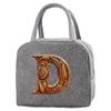 Portable Food Insulation for Traveling  Wood Art Letter Printing Box Picnic Waterproof Oxford Zipper Insulation Lunch Bag