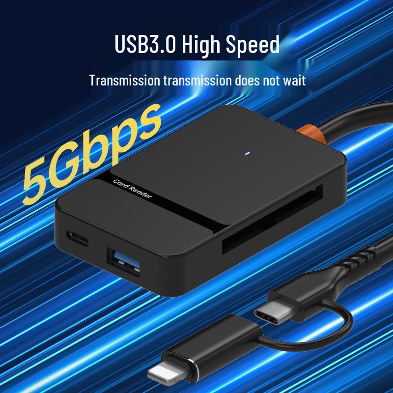 8-in-1 Lightning/Type-C Multifunction Dock & Card Reader for Mobile Phones