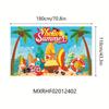 2D Summer Beach Backdrop, Hello Summer Surfboard Palm Tree Photo Booth Banner