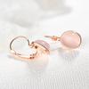 Women's Rose Gold Gemstone Earrings Elliptical Cat's Eye Stone Design Temperament Fashion Jewelry Romantic Dating Gift Accessories