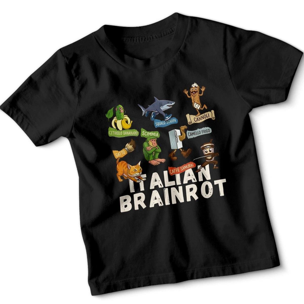 Italian Brainrot Puns Humor Unisex Kids T-Shirt Funny Wordplay Cartoon Design 120