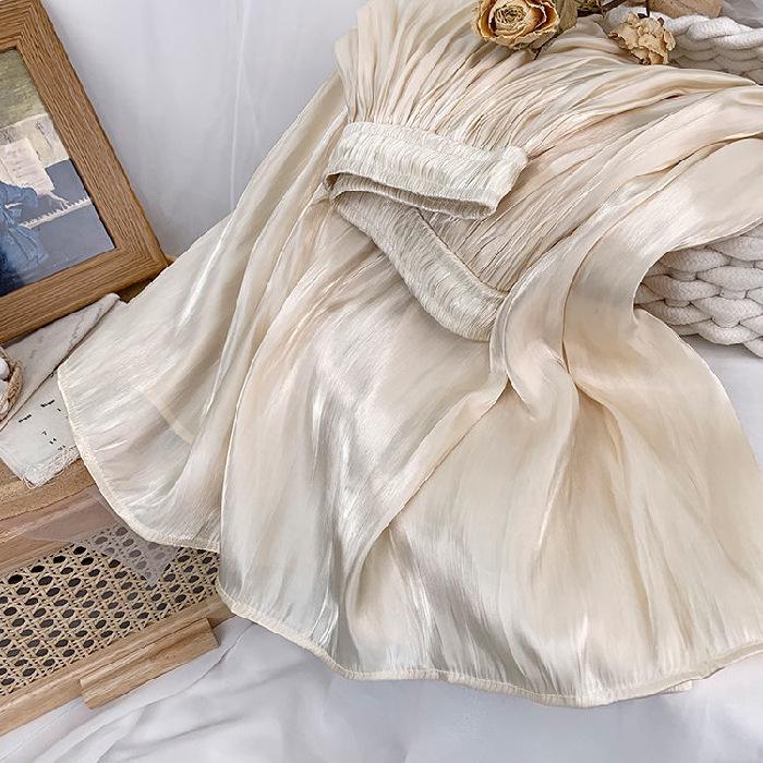 

Переливающаяся плиссированная миди-юбка из шифона с завышенной талией большого размера для женщин Small