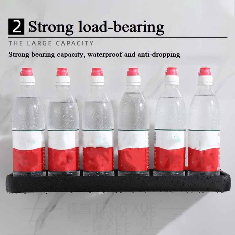 Bathroom Shelf No Drill Organizer Shower Storage Rack Black Corner Shelves Wall Mounted Aluminum Toilet Shampoo Holder