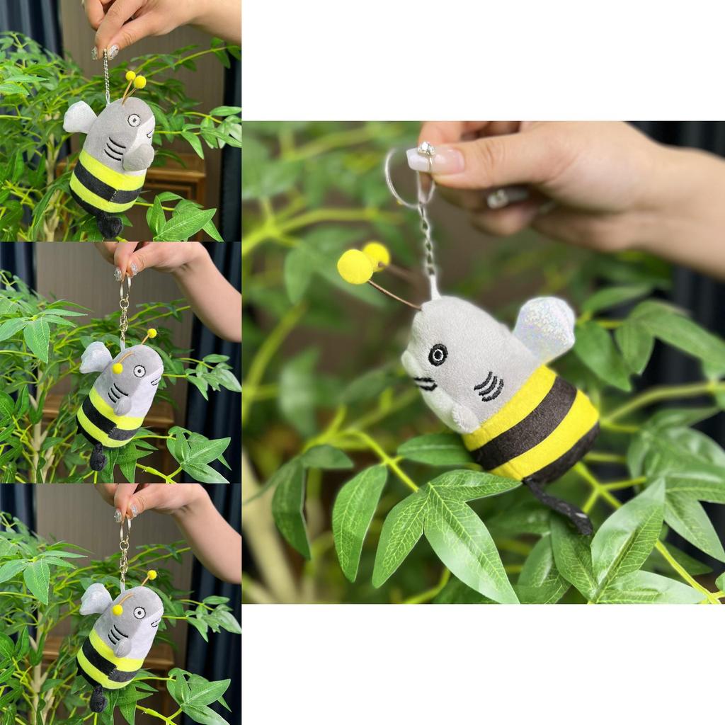Soft And Cuddly 13cm Shark Bee Plush Toy Keychain Ideal For Collectors And Kids