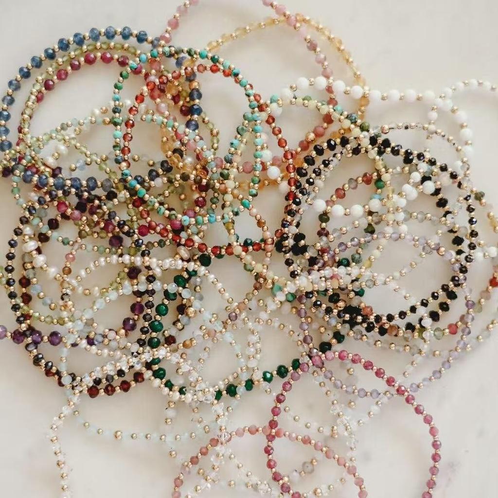 Vlen Boho Beaded Bracelet for Women Colorful Natural Stone Stretch Bracelets Trendy Fashion Dainty Jewelry Summer Beach Vacation
