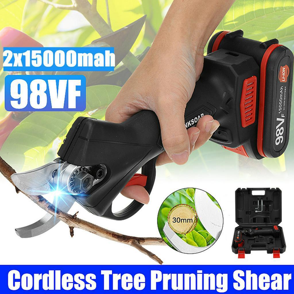 220W 98V Cordless Pruner Lithium-ion Pruning Shear 15000mAh Fruit Tree Bonsai Pruning Electric Tree Branches Cutter Landscaping