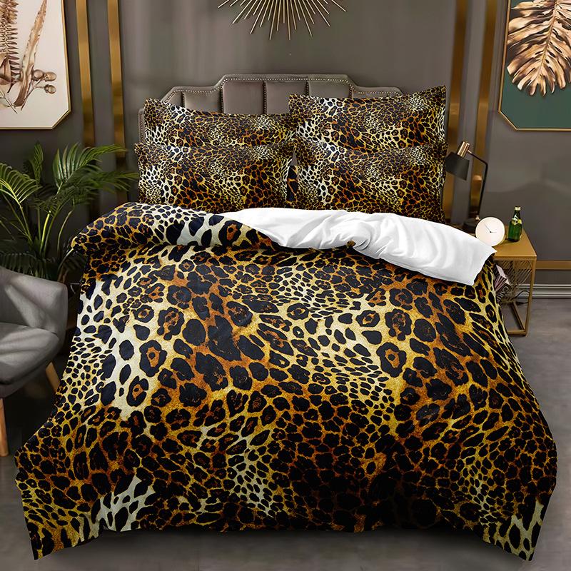 Leopard Print Texture Series Three-Piece Set, Duvet Cover, Grinding Kit Digital Printing