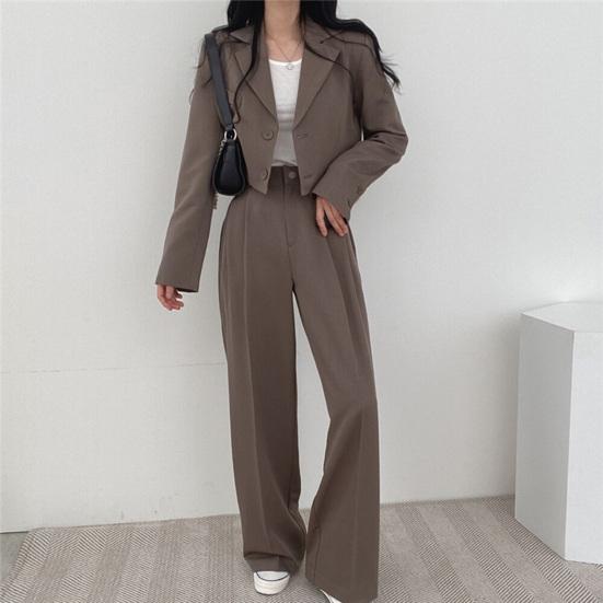 Business Casual Outfits für Damen Cropped Blazerjacken Weitbeinige Hosen