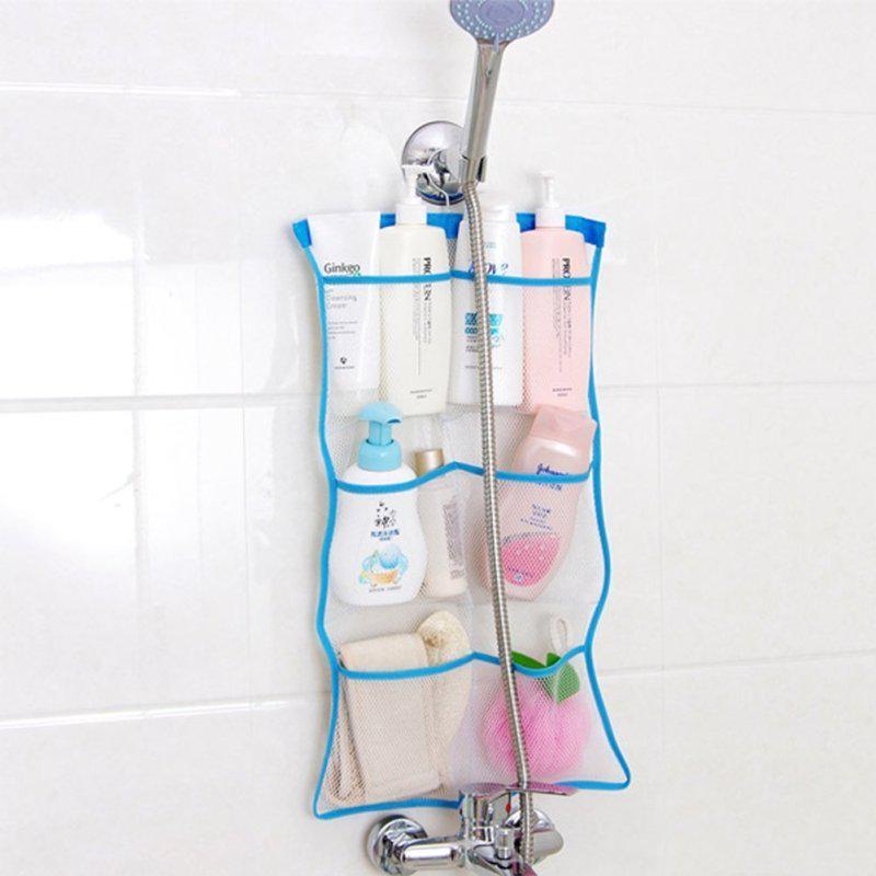 Green Mesh Bath Shower Organizer 6 Storage Pockets Hanging Caddy, Bathroom Accessories, Space Saving