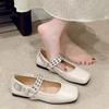 Square Toe Flat Mary Jane Women Vintage Metal Buckle Causal Brand Designer Fashion Ballet Shoes Riveted Shoes Female