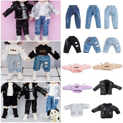 27 Styles 1/12 Dolls Kids Gift Toys Hoodies Doll Jeans Fashion Ripped Pants PU Leather Jackets