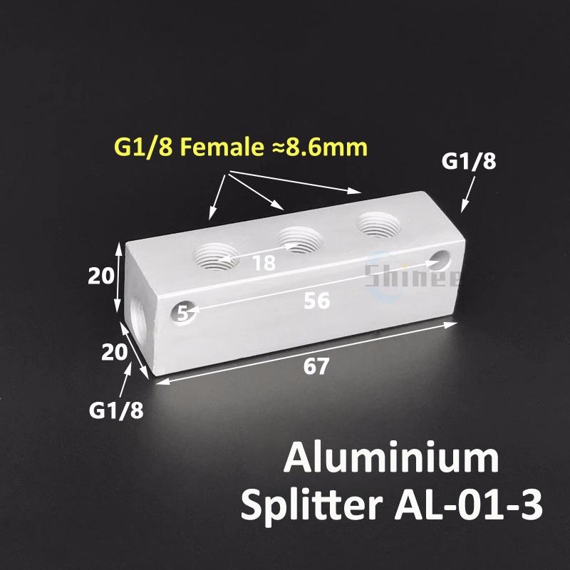 Aluminium Splitter 1/8" 1/2" BSP Internal Thread Port 2 3 4 5 6 7 8 9 10 Way 1/4 Pneumatic Air Manifold Distributor Connector